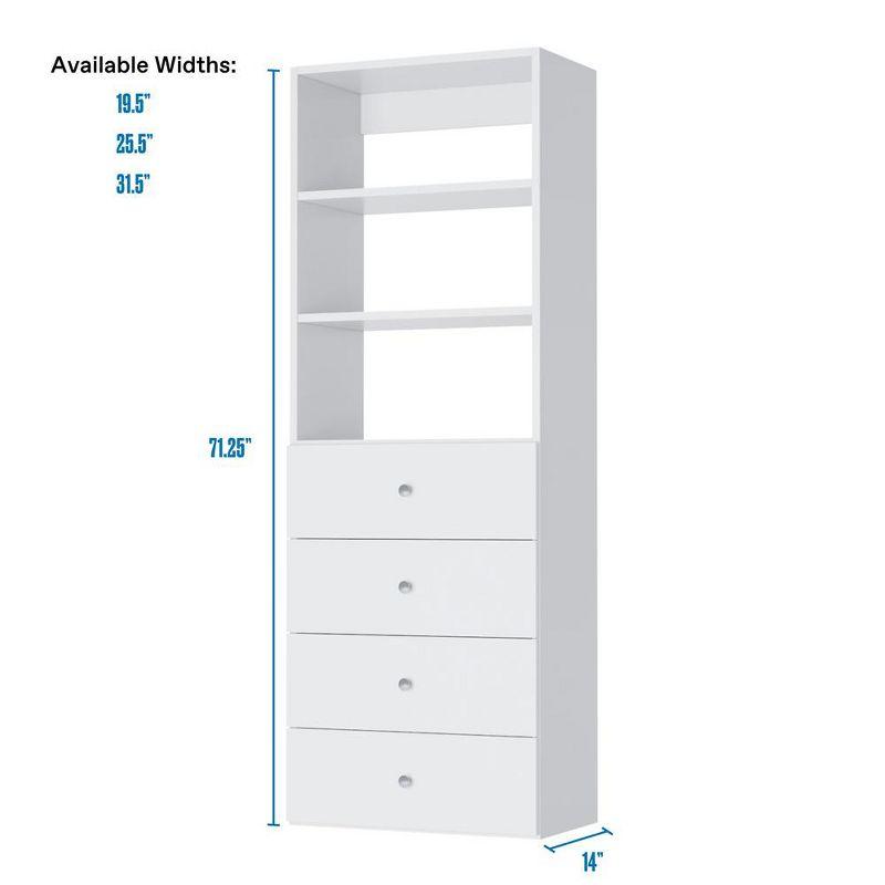 Modular Closets Built-in Closet Tower With Shelves & 4 Drawer