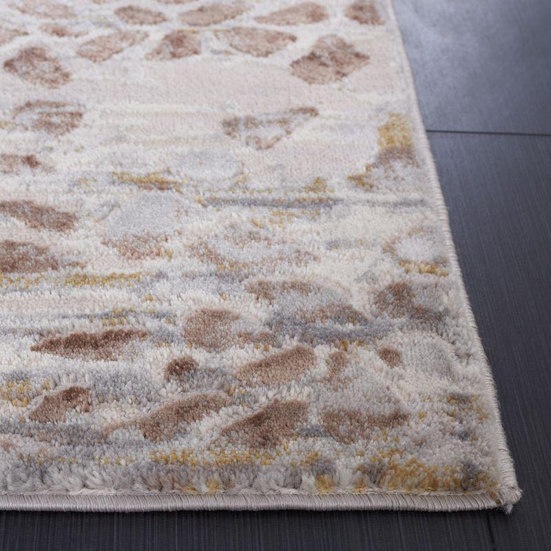 Ivory and Beige Hand-Knotted Synthetic Area Rug