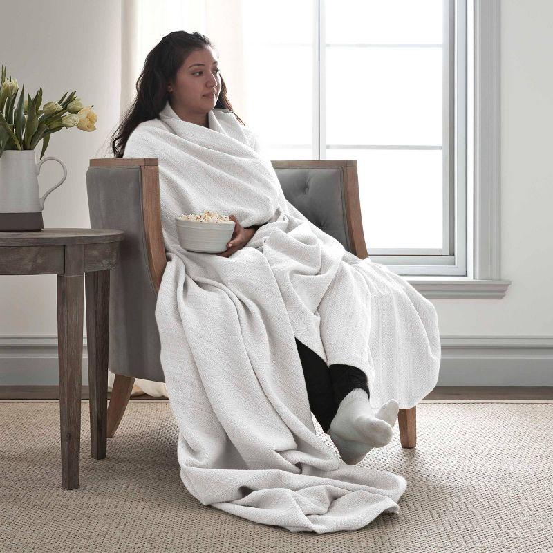 Vellux Vellux 100% Cotton Blanket - Soft, Breathable, Cozy & Lightweight Thermal Blanket  All-Season Blanket Perfect for Layering Bed, Couch & Sofa - Hotel Quality
