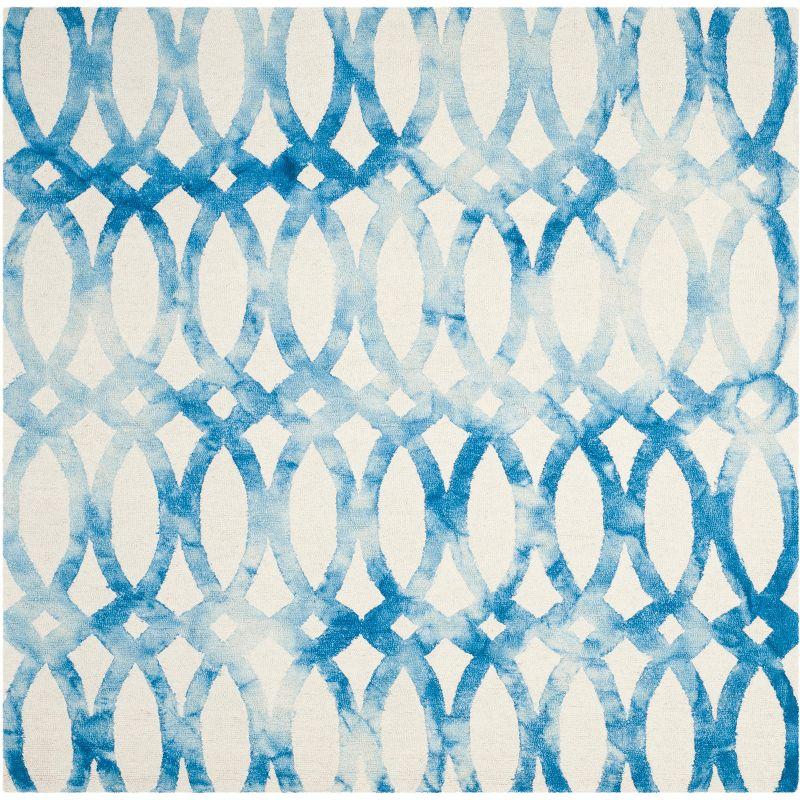 Amekia Geometric Handmade Tufted Ivory/Blue Area Rug