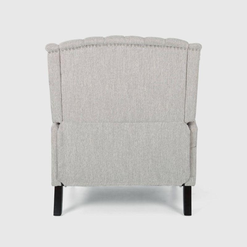 Apaloosa Oversized Wingback Press-Back Recliner Light Gray - Christopher Knight Home: Tufted, Nailhead Trim, Wood Legs