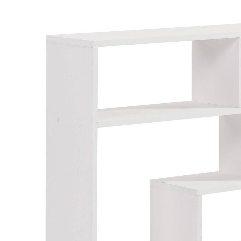 Asymmetrical White Floating Wall Shelf, 41" Wide