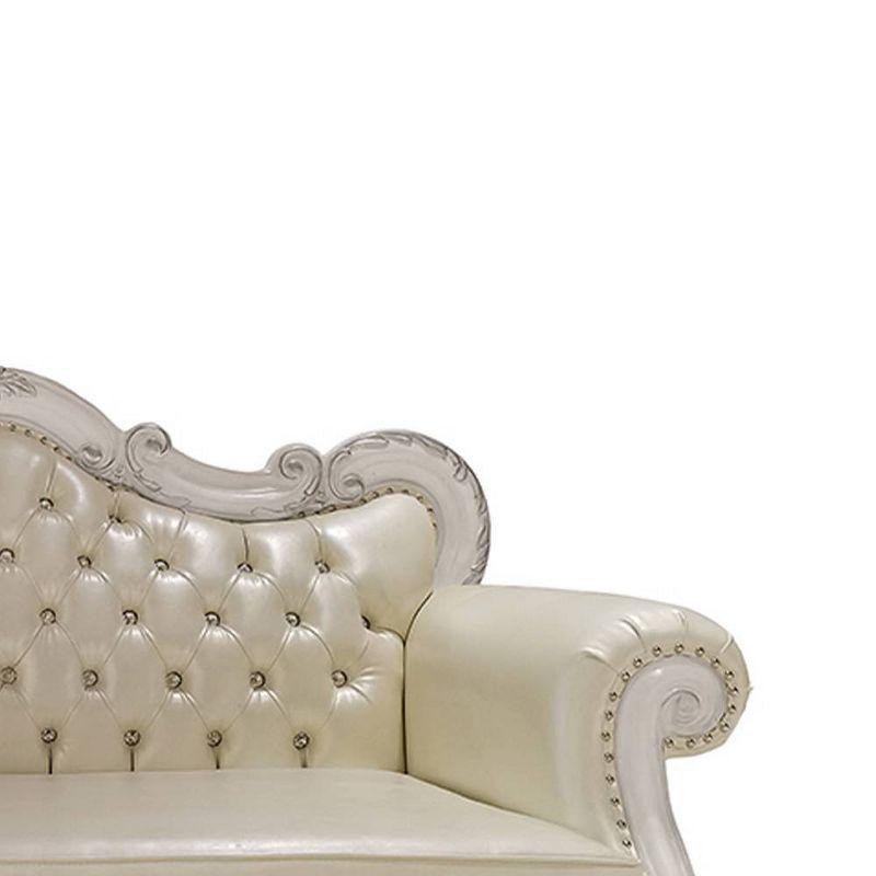 85.5" Dresden Sofa Leather Aire & Bone White Finish - Acme Furniture: Nailhead Trim, Includes 1 Pillow