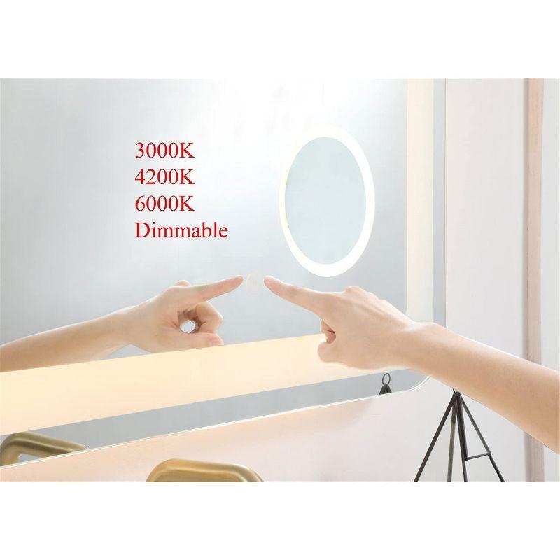 Elegant Lighting Lux 27in x 40in Hardwired LED mirror with magnifier and color changing temperature 3000K/4200K/6000K