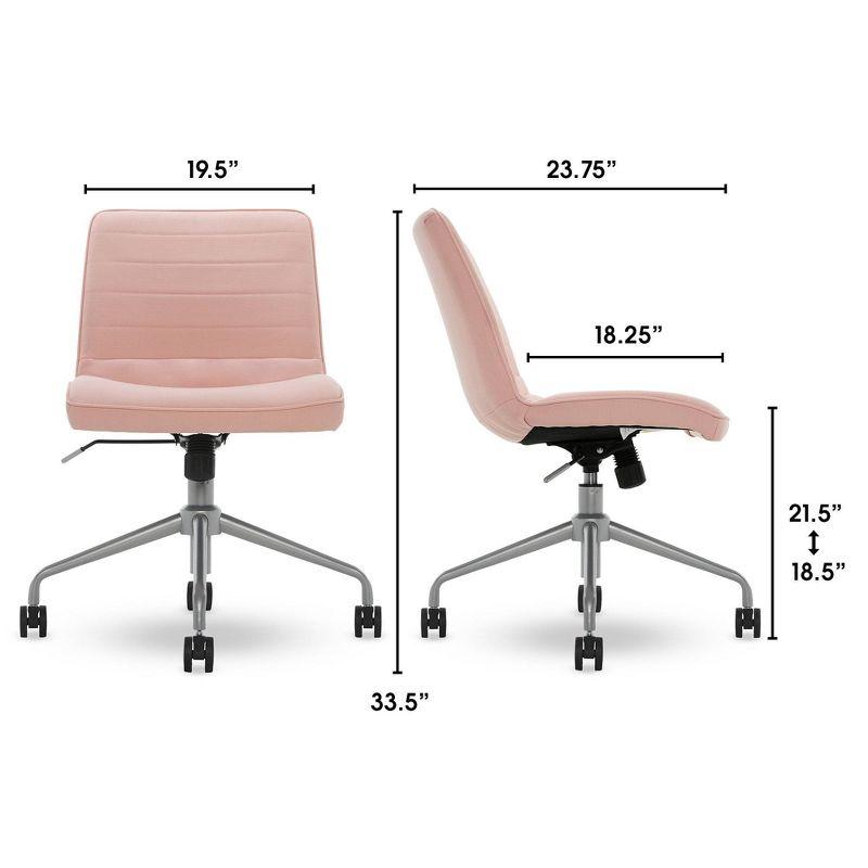 French Pink Armless Task Chair with Chrome-Finished Base