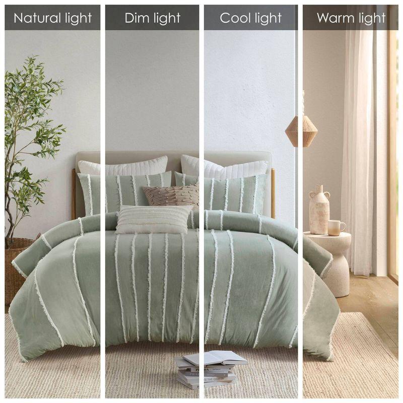 INK+IVY Shay 3 Piece Striped Cotton Duvet Cover Set