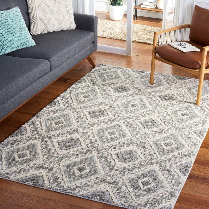 Gray Rectangular Handmade Tufted Shag Area Rug