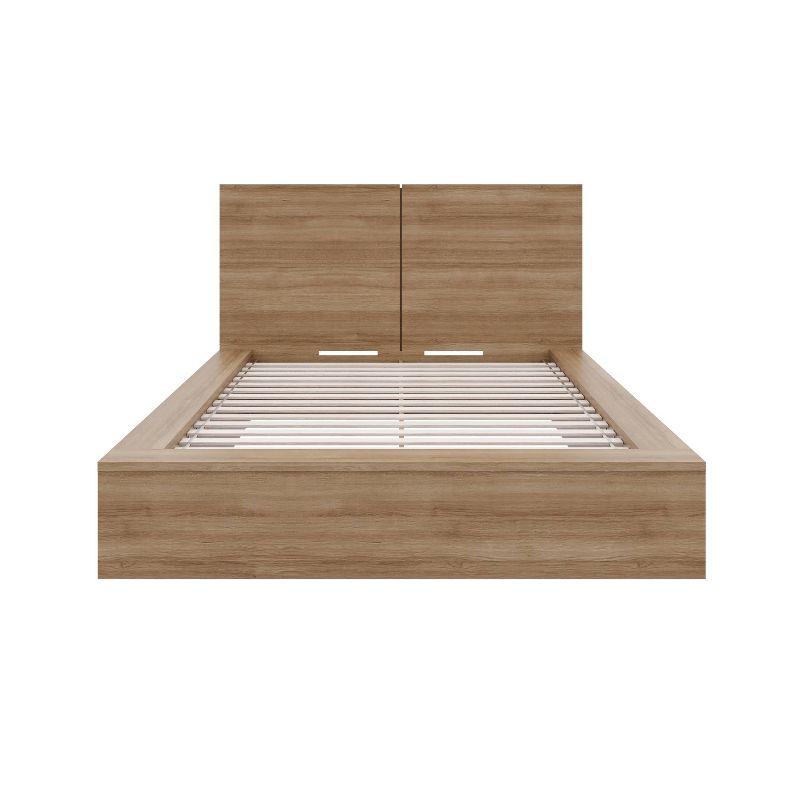 Light Brown Oak Full Platform Bed with Headboard