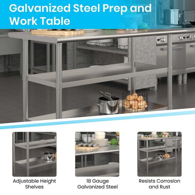 Emma and Oliver NSF Certified Stainless Steel 18 Gauge Work Table with 2 Undershelves