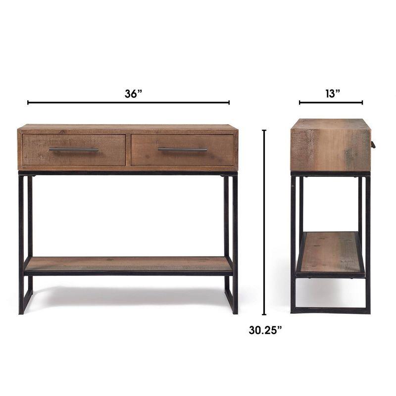 Morris Finch Wood and Metal Console Table with 2-Drawers