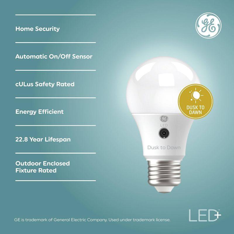 GE LED+ Dusk to Dawn A19 LED Light Bulb Daylight: 800 Lumens, 60W Equivalent, Energy Star Certified, E26 Base, 5000K