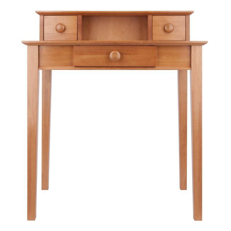 Studio Writing Desk with Hutch Honey Brown - Winsome: Mid-Century Modern, Home Office Furniture, Space-Saving Design