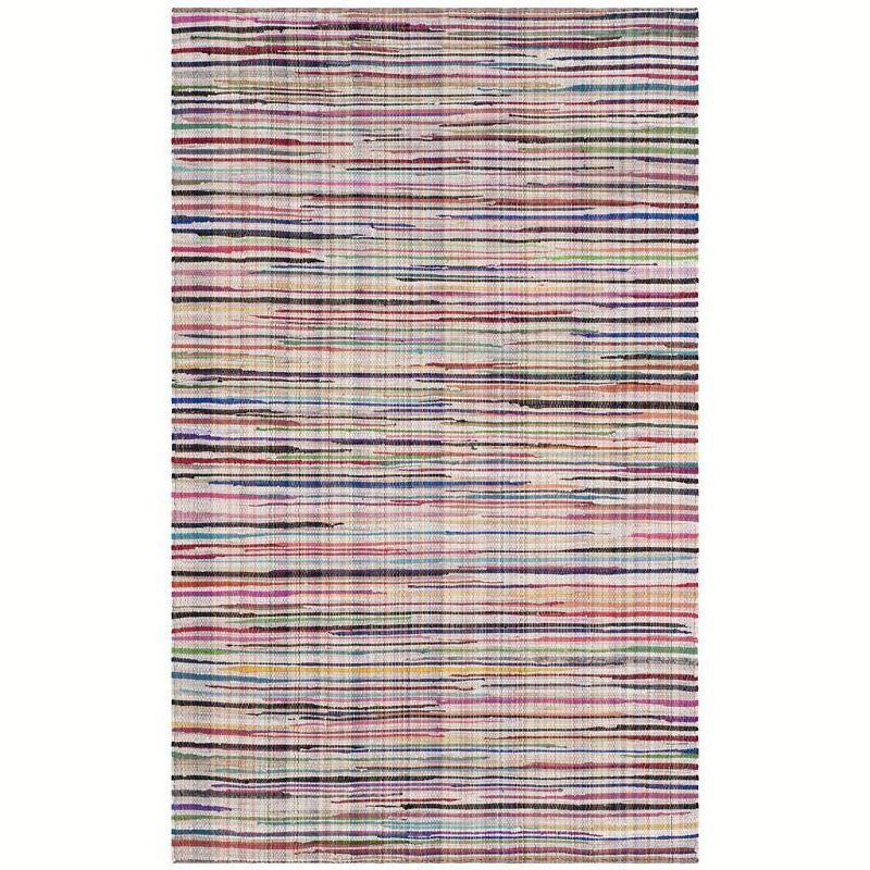 Rag Rug RAR240 Hand Woven Indoor Area Rug - Ivory/Multi - 5'x8' - Safavieh.