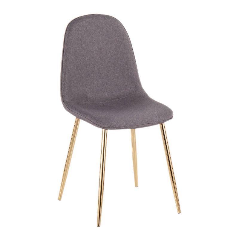 Set of 2 Pebble Contemporary Dining Chairs Gold/Charcoal: Upholstered, Metal Legs - LumiSource