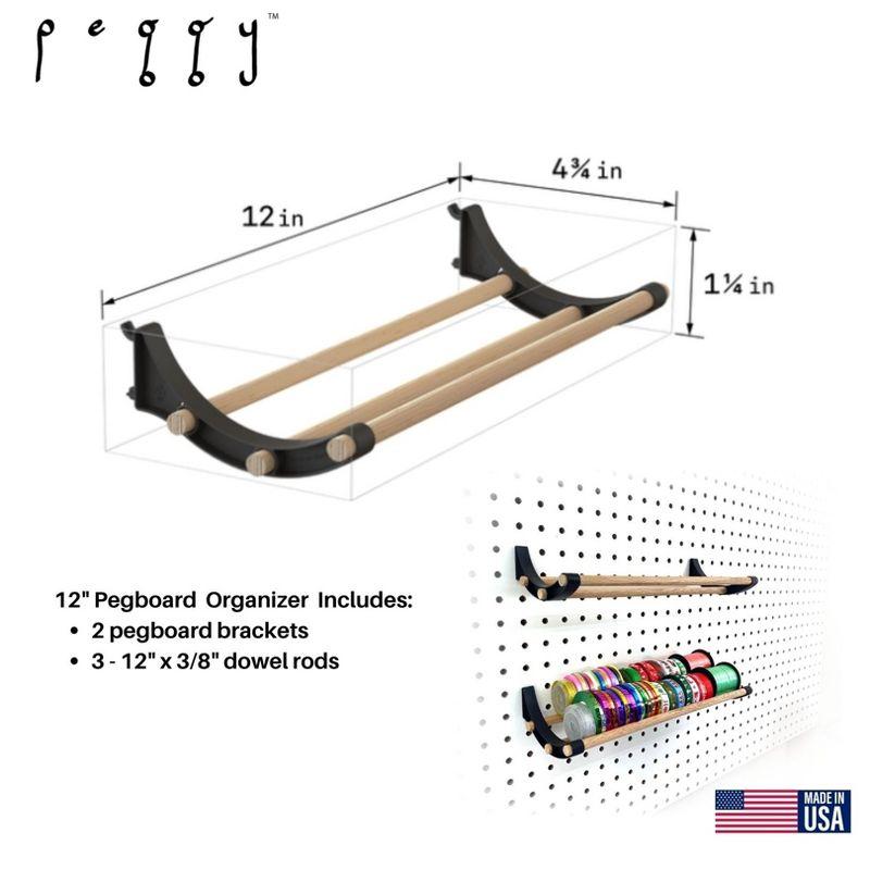 Peggy Pegboard Work Station Organizer – Hooks & Dowels for Tape, Ribbon, Wire, Crafts, Wine Rack White 1PK