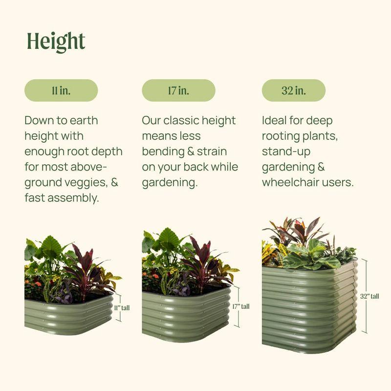 17" Tall 9 In 1 Modular Metal Outdoor Raised Garden Bed