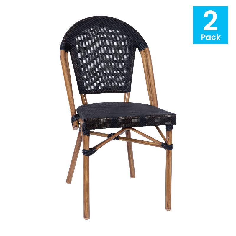 Lavigne Stacking French Chair for Indoor and Outdoor Use with Printed Metal Frame