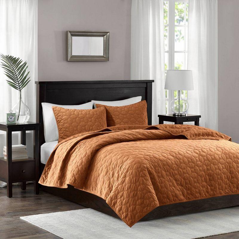 Madison Park Harper 3 Piece Velvet Quilt Set