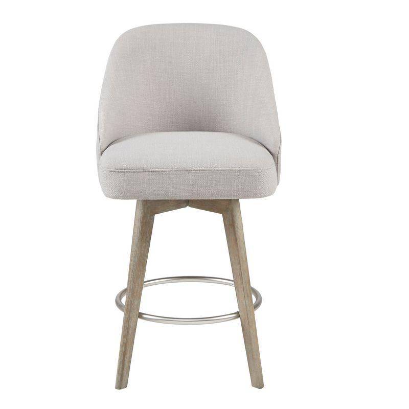 Elegant Reclaimed Grey Swivel Counter Stool with Metal Ring Footrest