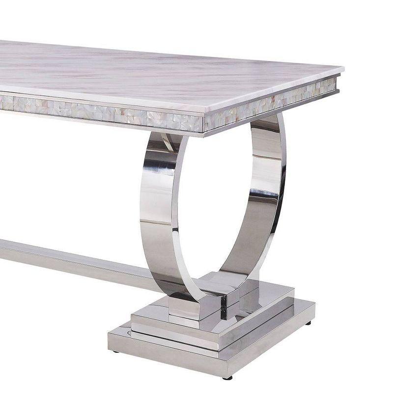 ColourTree Faux Marble Top Metal Base Dining Table