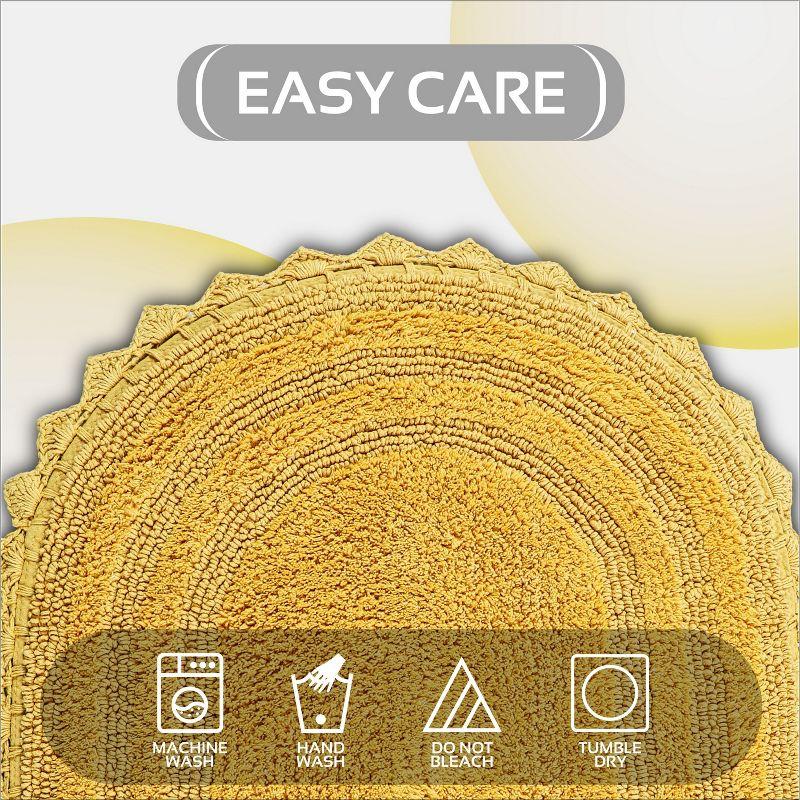 Better Trends Lilly Crochet 100% Cotton Tufted Reversible Bath Rug 20" x 32" Oval - Yellow