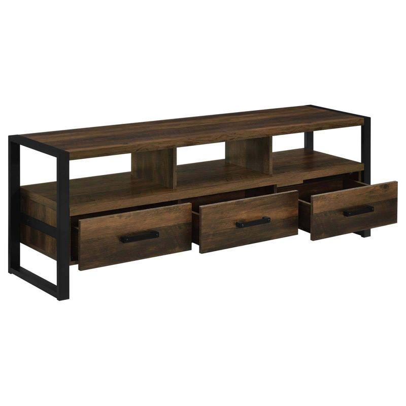 James 60" Dark Pine Rustic TV Stand with 3 Drawers