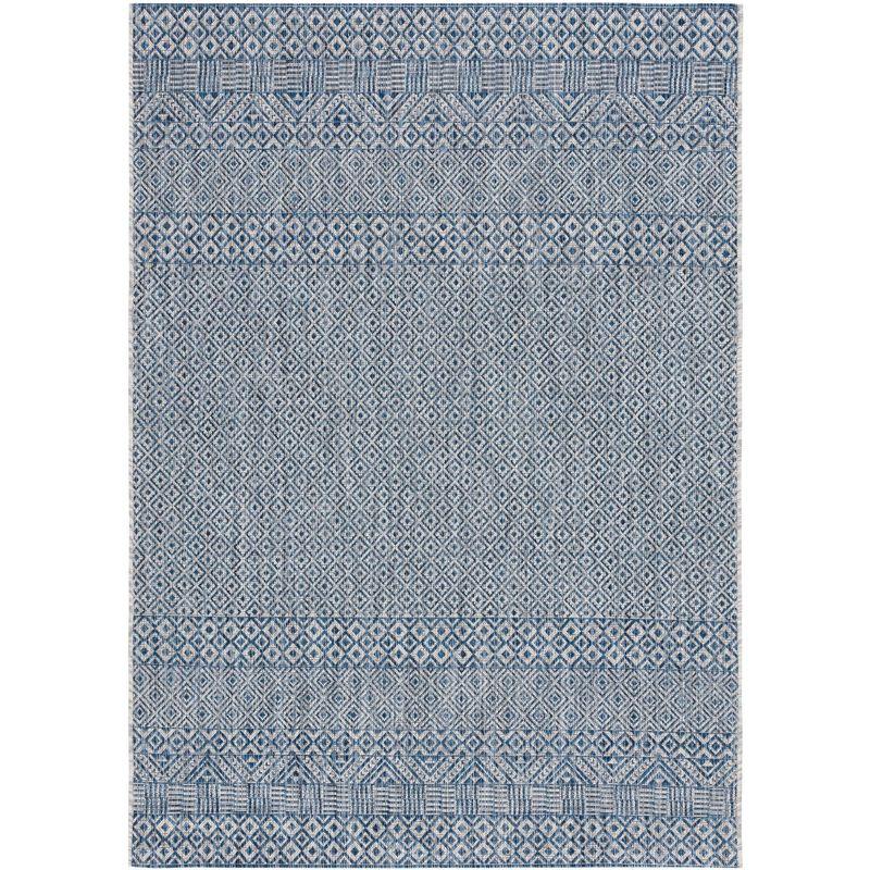 Blue Rectangular Non-slip Synthetic Indoor/Outdoor Rug