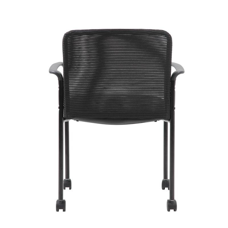 Mesh Guest Chair with Fixed Arms & Metal Frame - Boss Office Products: Stackable, Breathable Back