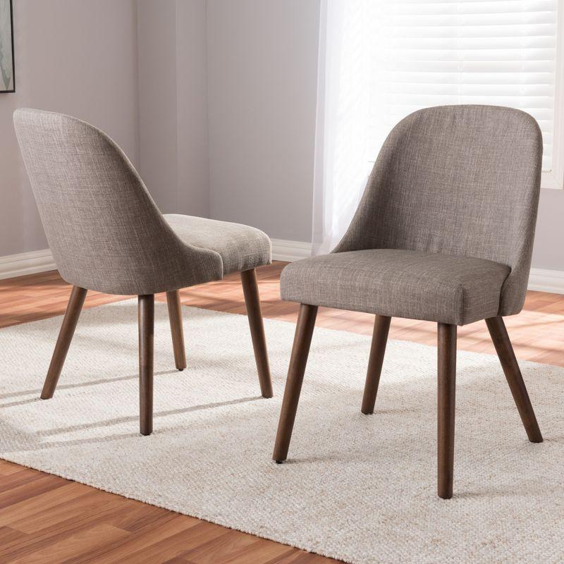 Set of 2 Cody Mid Century Modern Dining Chairs - Baxton Studio: Beige Upholstery, Walnut Wood