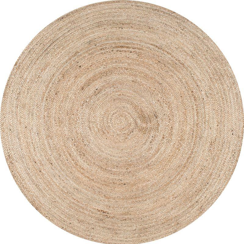 3' Round Hand Woven Rigo Jute Area Rug Natural - nuLOOM
