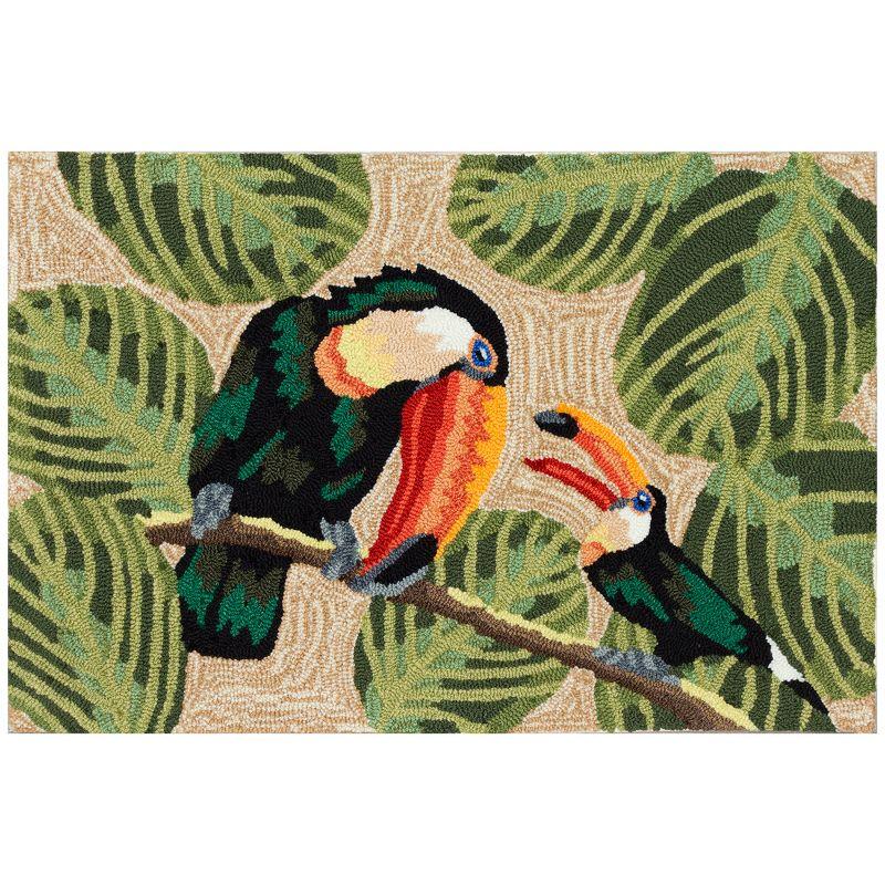 Liora Manne Frontporch Two Cute Toucans Indoor/Outdoor Rug Neutral 2' x 3'