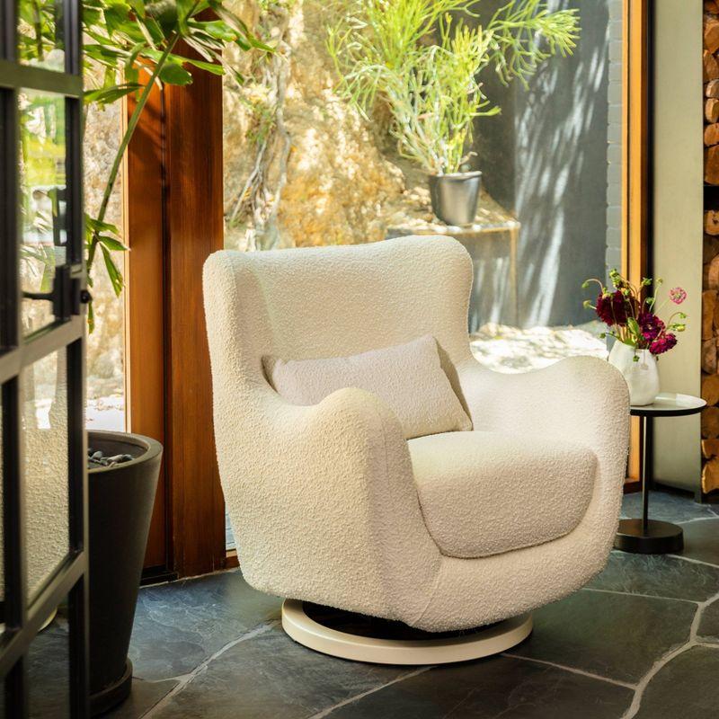 Babyletto x Nursery Works Solstice Ivory Boucle Nursery Glider Chair with Ivory Wood Base