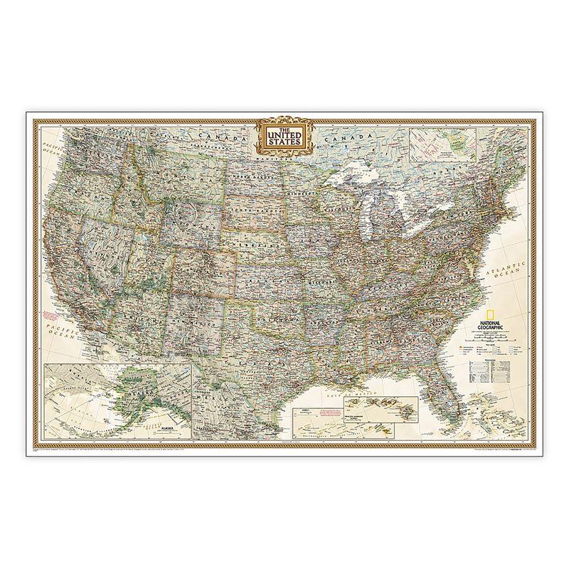 National Geographic United States Executive Laminated Wall Map Poster