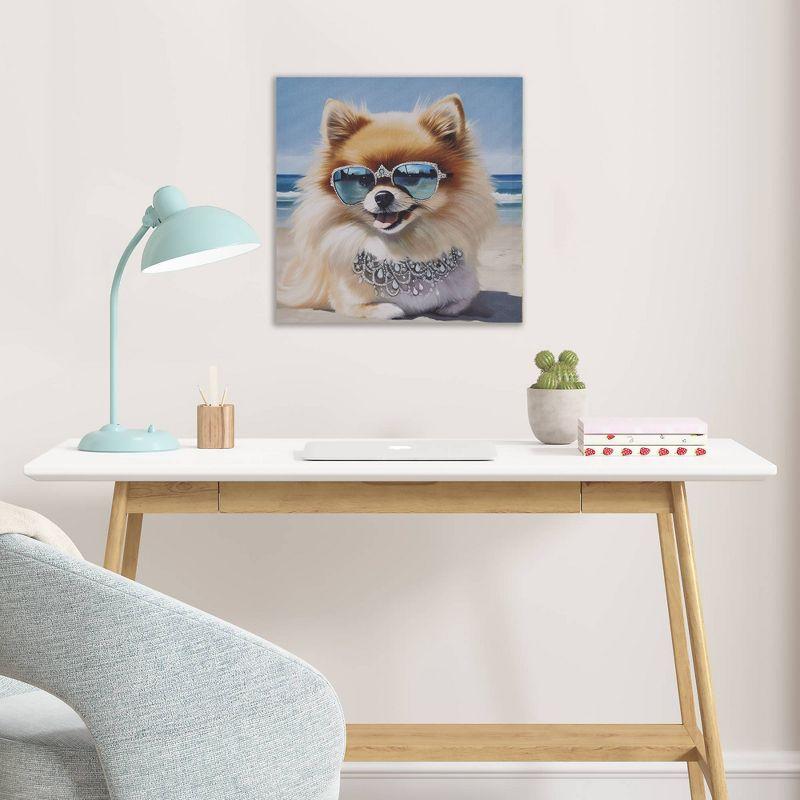 510 Design Beach Dogs Pomeranian Canvas Wall Art