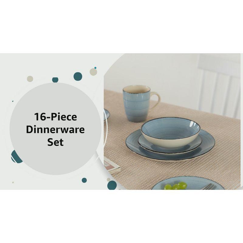 Dinewares 16 PC Spin Wash Dinnerware Dish Set for 4 Person | Mugs, Salad and Dinner Plates and Bowls Sets, Dishwasher and Microwave Safe, White