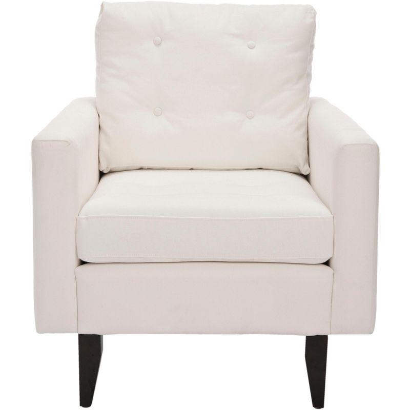 Contemporary White Birchwood Button-Tufted Arm Chair
