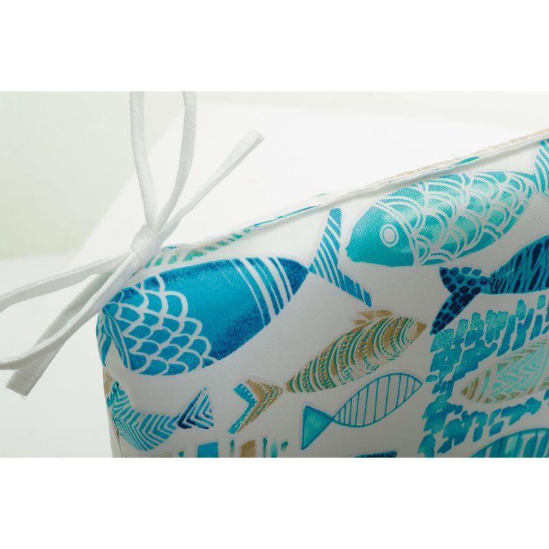 15.5"x18.5" Hooked Nautical 2pc Outdoor Seat Cushion Set Blue - Pillow Perfect: Weather-Resistant, Fade-Resistant