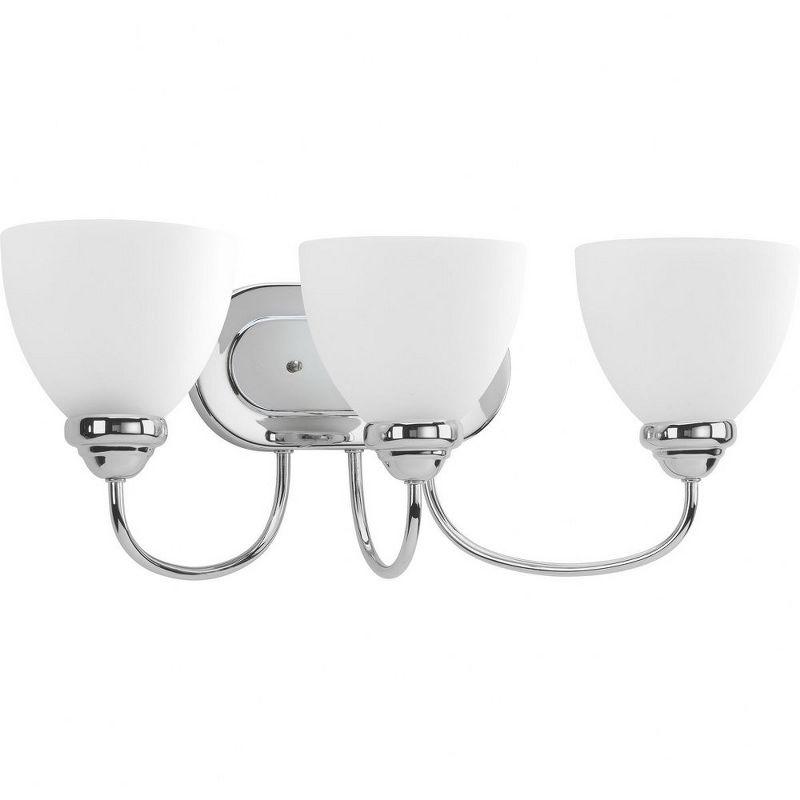 Heart Collection Polished Chrome 3-Light Bath Bracket with Etched Glass Shades