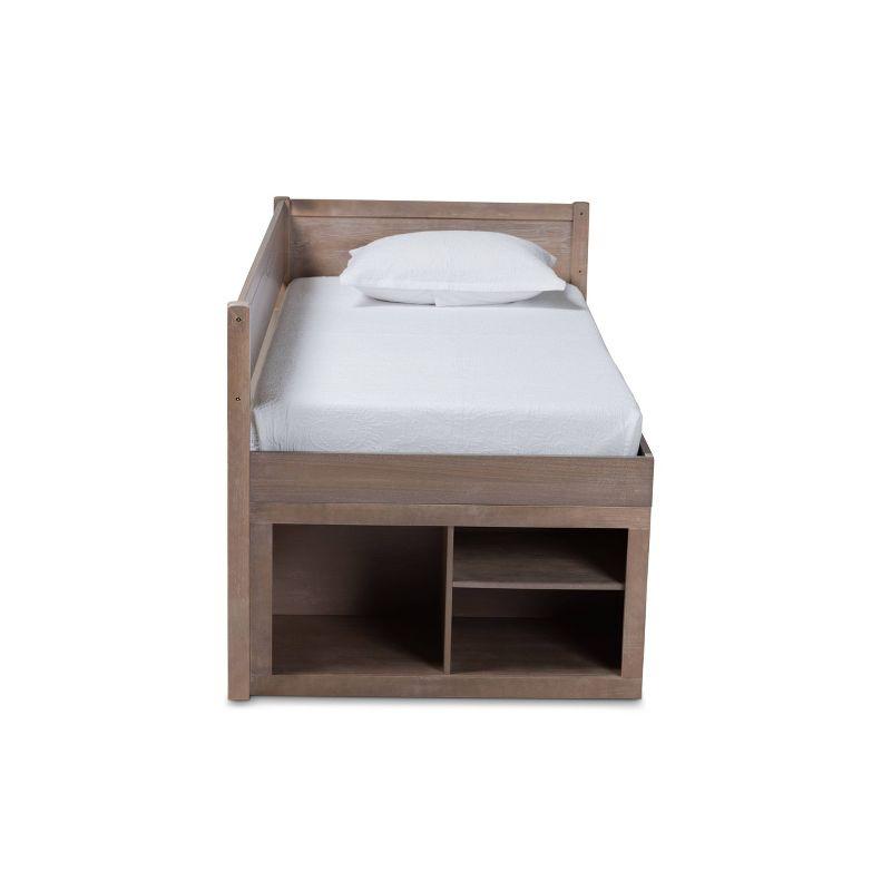 Twin 4 Drawer Levon Wood Storage Bed Antique Oak - Baxton Studio: MDF Frame, No Box Spring Needed