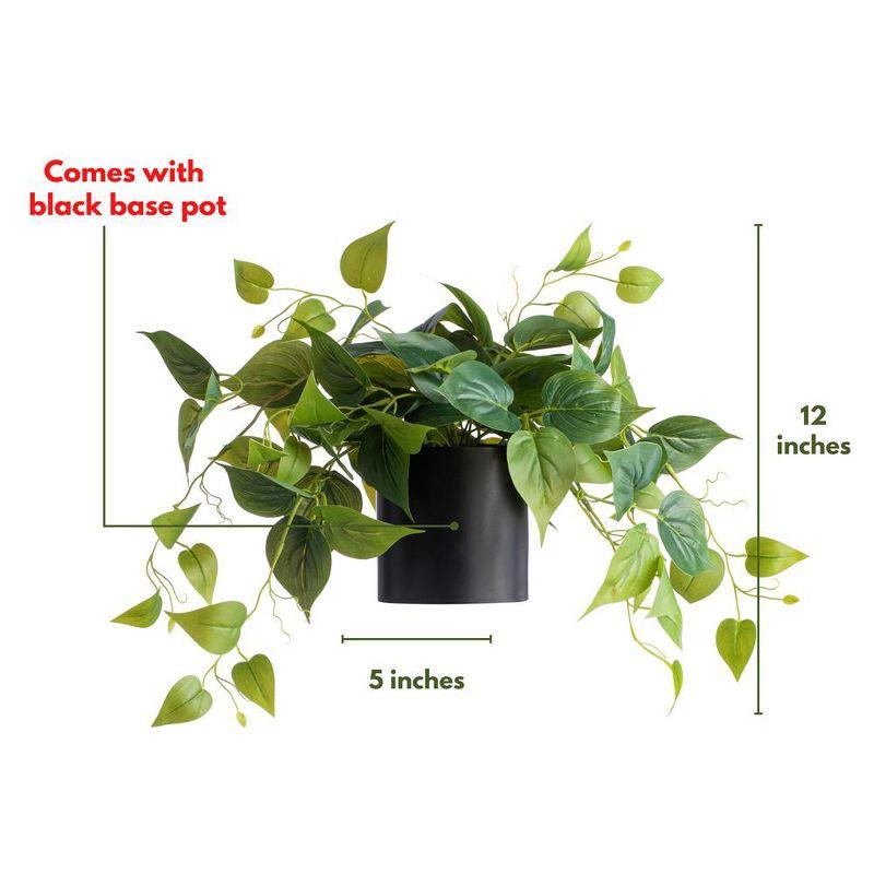 Forever Leaf Artificial Ivy Foliage Plant in Black Ceramic Pot, Indoor Artificial Plant for Home Decor