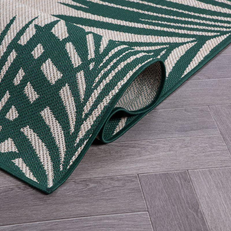 World Rug Gallery Tropical Floral Palm Leaves Textured Flat Weave Indoor/Outdoor Area Rug