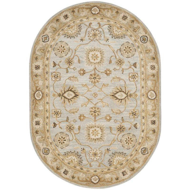 Antiquity AT856 Hand Tufted Area Rug - Light Blue/Sage - 4'6"x6'6" Oval - Safavieh.