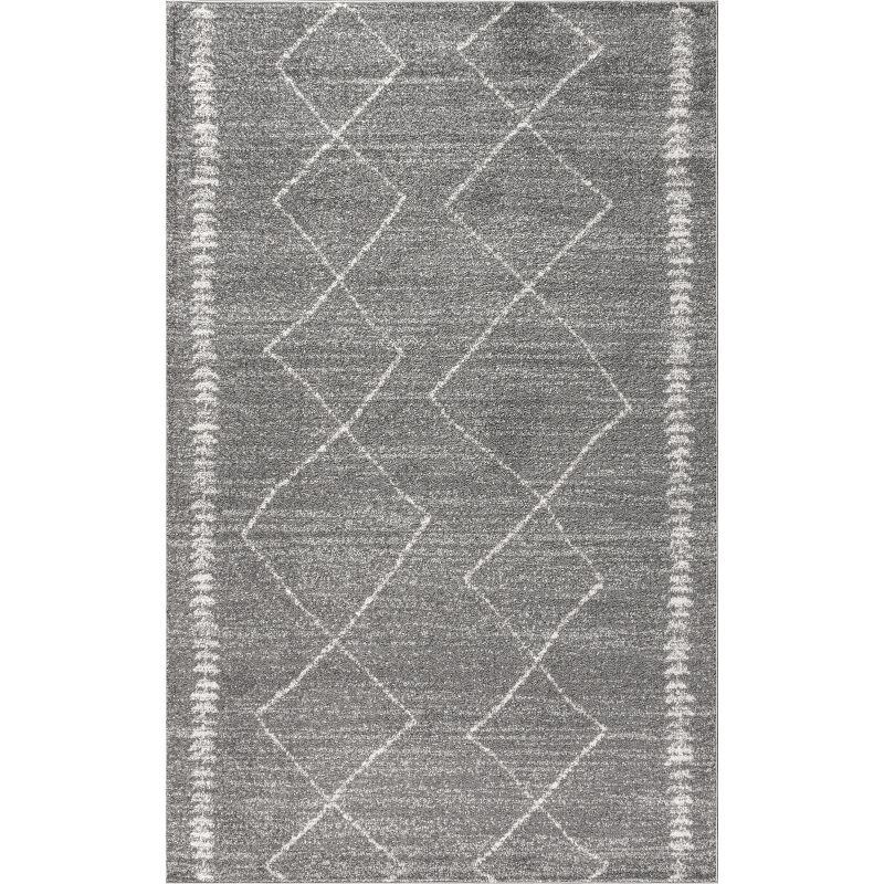5'x8' Zaina Moroccan Beni Souk Area Rug, Gray/Cream - JONATHAN Y