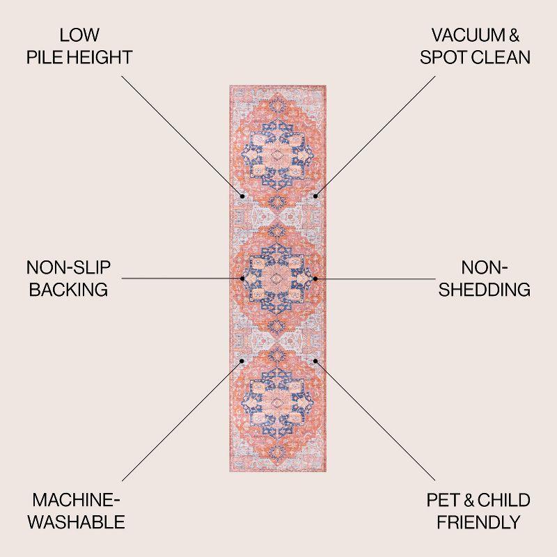 2' x 8' Maris Ornate Medallion Machine Washable Indoor/Outdoor Runner Rug, Orange/Cream - JONATHAN Y