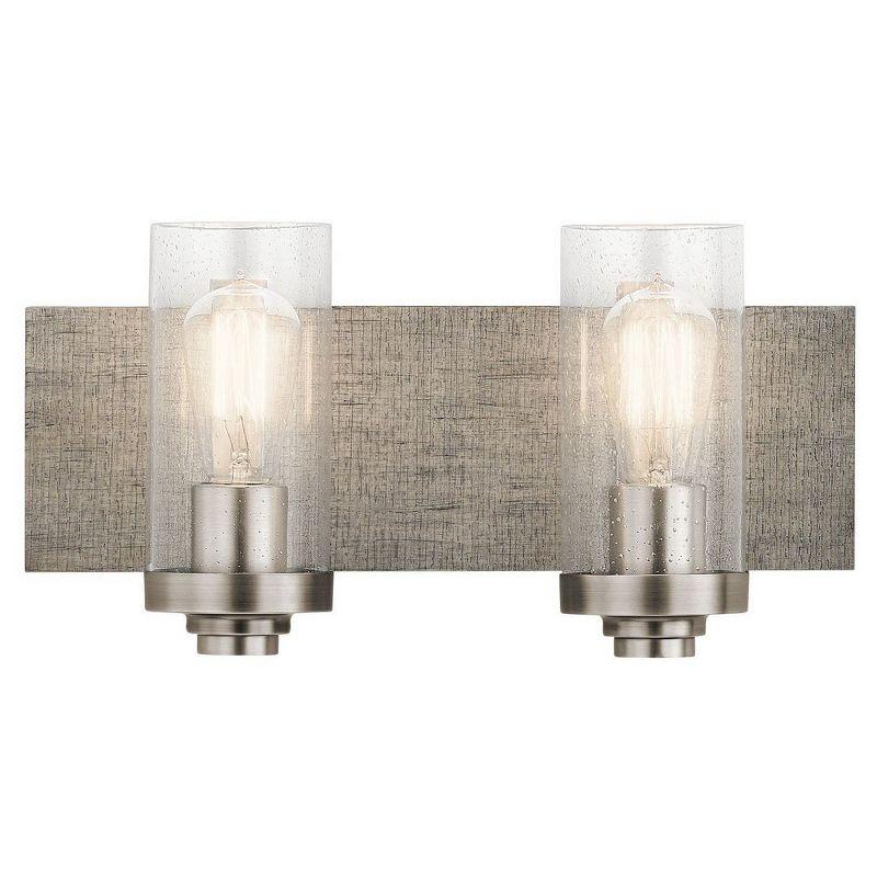 Pewter Cylinder Dual Light Wall Sconce with Clear Glass Shades