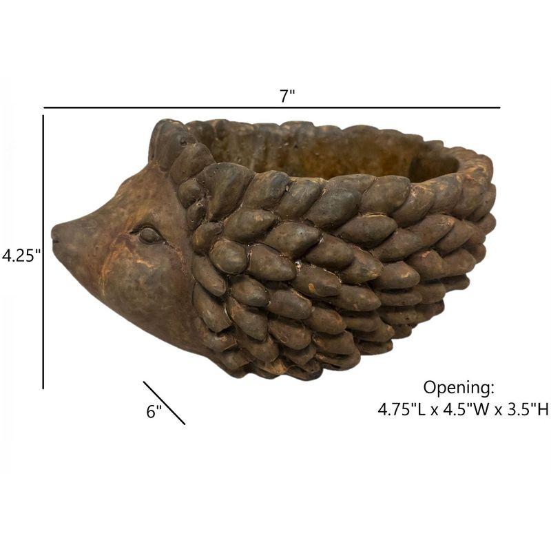 Classic Home and Garden Cement Buddies Indoor/Outdoor Planter with Drainage Hole, Hedgehog, Rust, Large, 7in