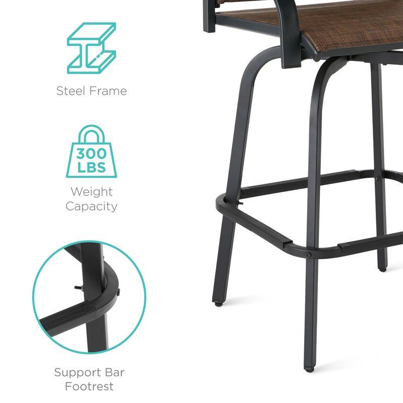 Best Choice Products Set of 2 Outdoor Swivel Bar Stools, Patio Barstool Chairs w/ 360 Rotation, All-Weather Mesh - Brown
