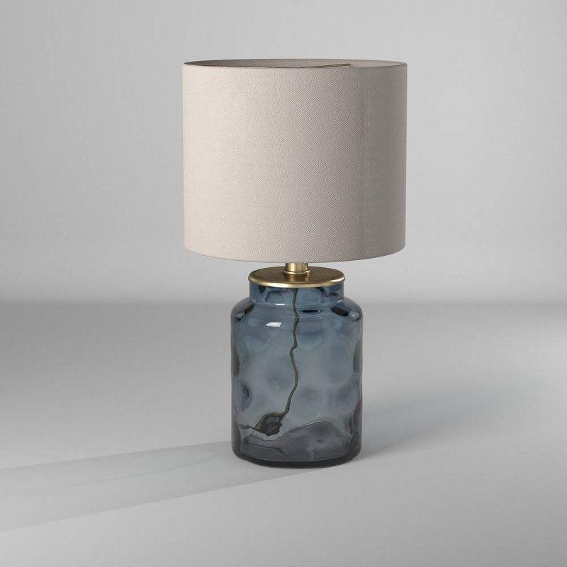 Ashburn 15'' Blue Glass Transitional Table Lamp with White Shade