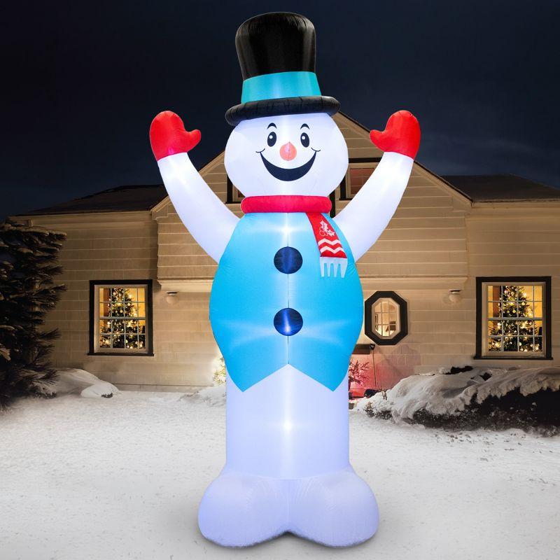 Colossal 20 ft Multicolored Inflatable Snowman with Lights