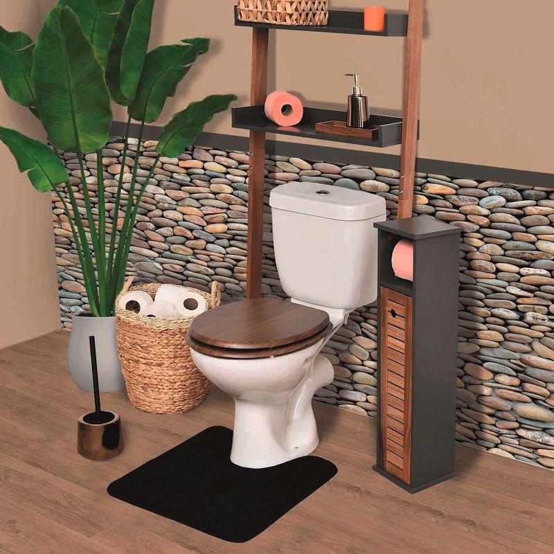 Evideco Compact Toilet Paper Storage Cabinet with Dispenser, Holds Up to 6 Rolls, Brown and Gray - Elements Collection 9912671